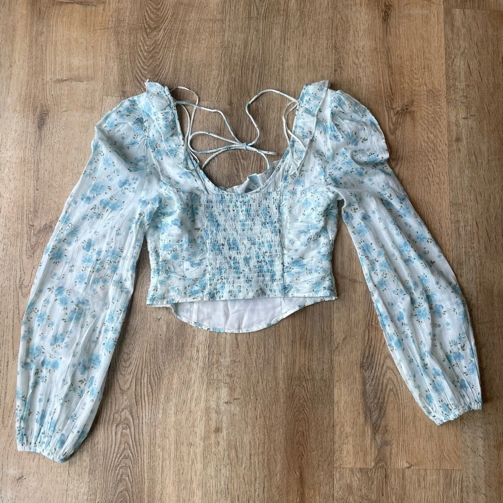 Free People Floral another life Smocked Back Top | XS | Cottagecore Romantic